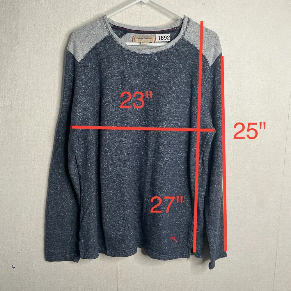 Tommy Bahama Sweatshirt Blue Heather Gray Mens Sz XL Pullover Marled Long Sleeve - Picture 5 of 8